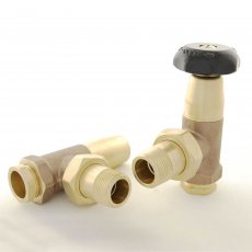 West Old School Black and Brass Radiator Valve and Lockshield 3/4 Inch - Un-Lacquered Brass