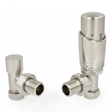 West Delta Angled TRV Thermostatic Radiator Valve and Lockshield - Satin Nickel
