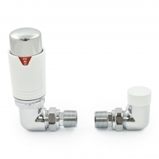 West Echo Corner TRV Thermostatic Radiator Valve and Lockshield - Chrome & White