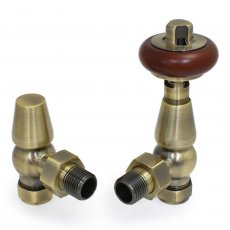 West Eton Traditional Angled Manual Radiator Valve and Lockshield - Antique Brass