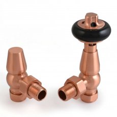 West Eton Traditional Angled Manual Radiator Valve and Lockshield - Brushed Copper