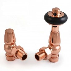 West Eton Traditional Angled Manual Radiator Valve and Lockshield - Polished Copper