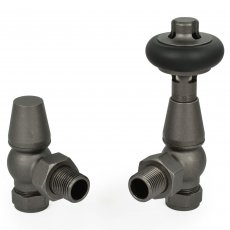 West Eton Angled Manual Radiator Valve and Lockshield - Light Pewter