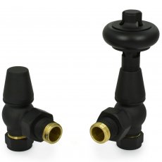 West Eton Angled Manual Radiator Valve and Lockshield - Textured Black