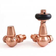 West Eton Traditional Corner Manual Radiator Valve and Lockshield - Polished Copper