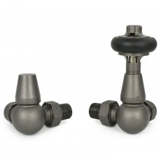 West Eton Corner Manual Radiator Valve and Lockshield - Light Pewter