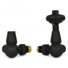West Eton Corner Manual Radiator Valve and Lockshield - Textured Black