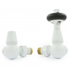 West Eton Corner Manual Radiator Valve and Lockshield - White