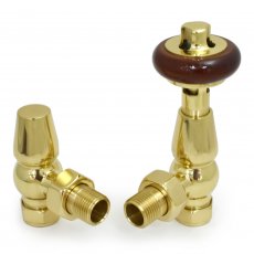 West Faringdon Angled Thermostatic Radiator Valve and Lockshield - Brass
