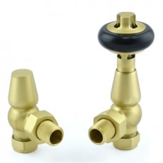 West Faringdon Angled Thermostatic Radiator Valve and Lockshield - Brushed Brass
