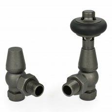 West Faringdon Angled Thermostatic Radiator Valve and Lockshield - Light Pewter