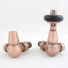 West Faringdon Corner Thermostatic Radiator Valve and Lockshield - Antique Copper