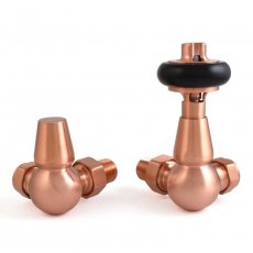 West Faringdon Corner Thermostatic Radiator Valve and Lockshield - Brushed Copper
