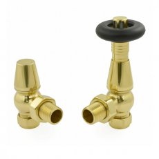 West Jaguar TRV Angled Thermostatic Radiator Valve and Lockshield - Brass