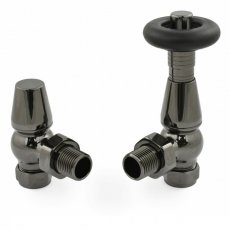 West Jaguar TRV Angled Thermostatic Radiator Valve and Lockshield - Black Nickel