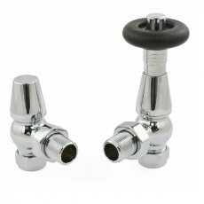 West Jaguar TRV Angled Thermostatic Radiator Valve and Lockshield - Chrome