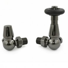 West Jaguar TRV Corner Thermostatic Radiator Valve and Lockshield - Black Nickel