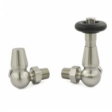 West Jaguar TRV Corner Thermostatic Radiator Valve and Lockshield - Satin Nickel