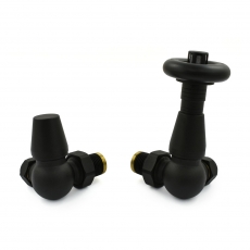 West Jaguar TRV Corner Thermostatic Radiator Valve and Lockshield - Textured Black