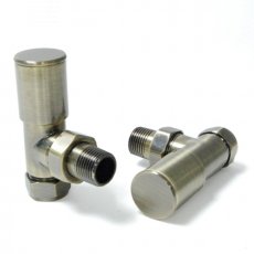 West Milan Angled Radiator Valves Pair - Antique Brass