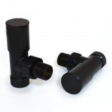 West Milan Angled Radiator Valves Pair - Jet Black