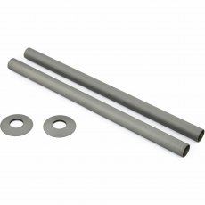 West 300mm Radiator Valve Pipe Sleeve Kit Pair - Matte Metallic Grey