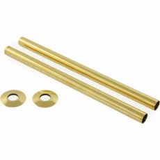 West 300mm Radiator Valve Pipe Sleeve Kit Pair - Un-Lacquered Brass