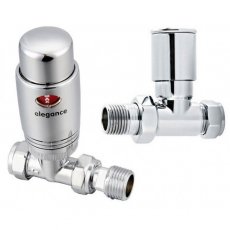 West Elegance TRV Thermostatic Radiator Valve and Lockshield Straight Chrome