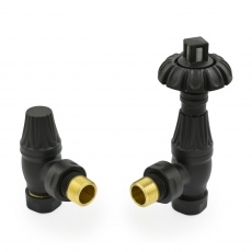 West Poppy TRV Angled Thermostatic Radiator Valve and Lockshield - Textured Black