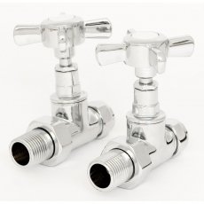 West Westminster Crosshead Straight Radiator Valves Pair Chrome
