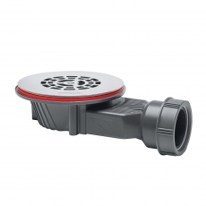 Wirquin Slim+ Extra Flat 90mm Shower Waste with Stainless Steel Grid