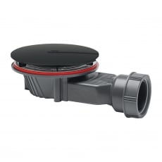 Wirquin Slim+ Extra Flat 90mm Shower Waste with Matt Black Cover