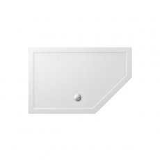Britton Zamori RH Offset Pentangle Shower Tray 1400mm x 900mm - White