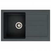 Abode Xcite 1.0 Bowl Granite Inset Kitchen Sink 780mm L x 500mm W - Black Metallic