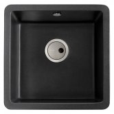 Abode Matrix SQ GR15 1.0 Bowl Granite Inset Kitchen Sink 460mm L x 460mm W - Black Metallic