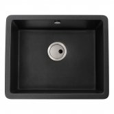 Abode Matrix SQ GR15 1.0 Bowl Granite Inset Kitchen Sink 560mm L x 460mm W - Black Metallic