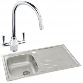 Abode Trydent 1.0 Bowl Inset Kitchen Sink with Astral Sink Tap 860mm L x 500mm W - Stainless Steel