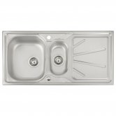 Abode Trydent 1.5 Bowl Inset Kitchen Sink 1000mm L x 500mm W - Stainless Steel