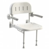 AKW 3000 Series Shower Seat with Back and Grey Padded Arms - White