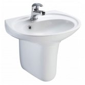 AKW Livenza 450mm Basin and Semi Pedestal - 1 Tap Hole