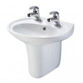 AKW Livenza Basin and Large Semi Pedestal 550mm Wide - 2 Tap Hole