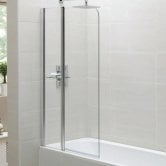 April Identiti Hinged Bath Screen with Fixed Panel 1400mm H x 900mm W - 6mm Glass