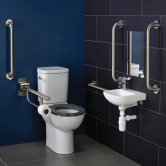 Armitage Shanks Contour 21+ Doc M Pack with Close Coupled Toilet and Stainless Steel Rails - Right Handed
