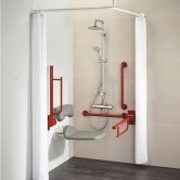 Armitage Shanks Contour 21 Doc M Pack with TMV3 Exposed Shower Valve and Dual Shower Kit - Red Rails