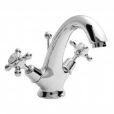 Bayswater Crosshead Dome Mono Basin Mixer Tap with Waste - White/Chrome