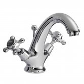 Bayswater Crosshead Dome Mono Basin Mixer Tap with Waste - Black/Chrome