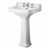 Bayswater Fitzroy Basin with Full Pedestal 595mm Wide 3 Tap Hole