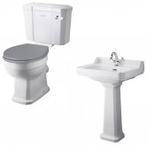 Bayswater Fitzroy Traditional Bathroom Suite Close Coupled Toilet and Basin - 1 Tap Hole