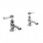 Bayswater Lever Dome Basin Taps Pair - White/Chrome