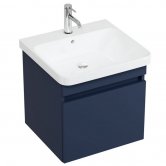 Britton Dalston Wall Hung 1-Drawer Vanity Unit with Basin 500mm Wide - Matt Blue